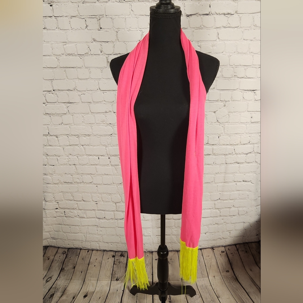 Pink Scarf with Yellow Fringe - Picture 2 of 2